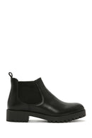 Women's Black Leather Casual Short Chelsea Boots | Derimod