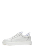 Men's White Leather Thick Sole Sneaker with Socks | Derimod