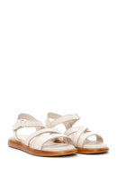 Women's Beige Ankle Strap Leather Comfort Sandals | Derimod