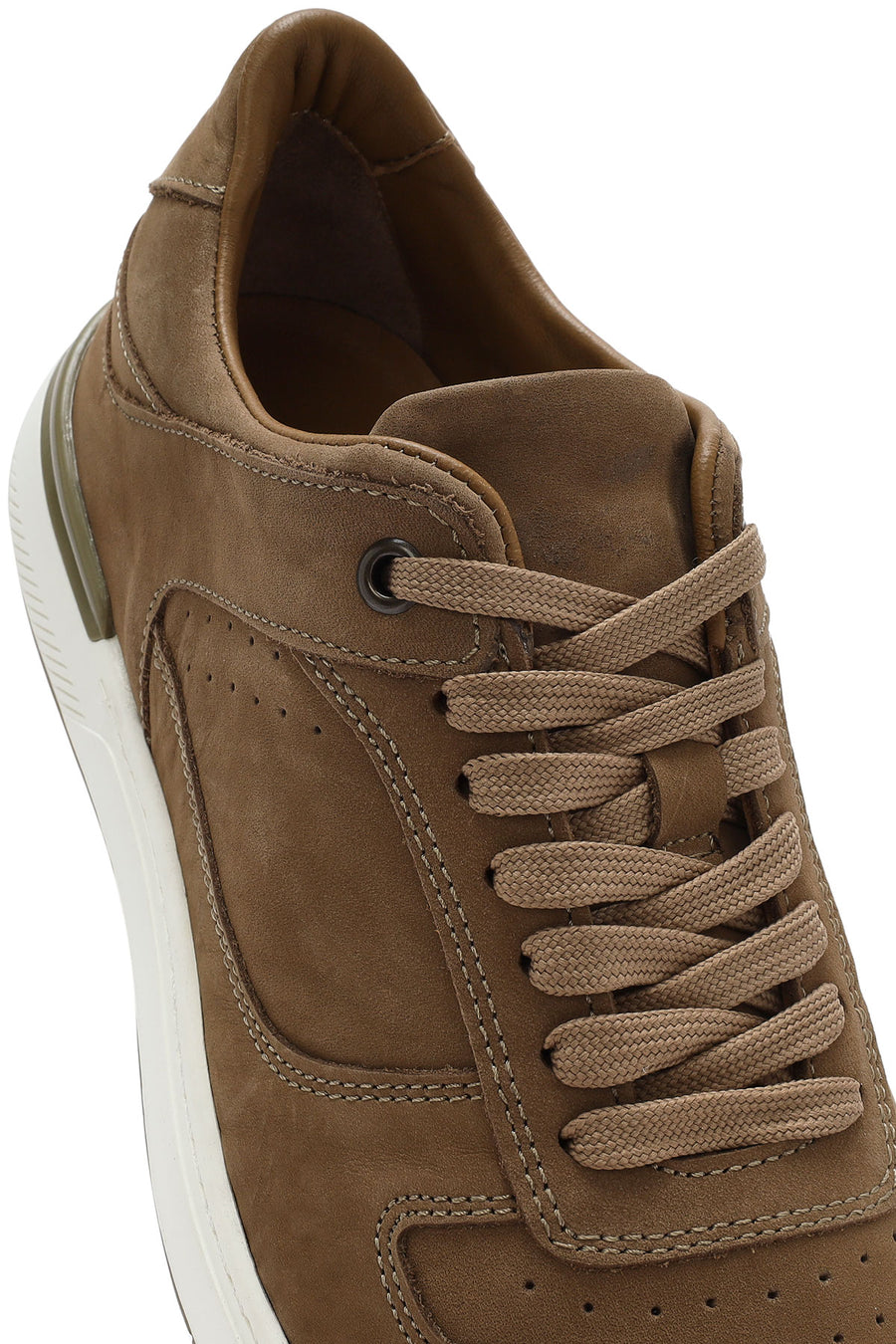 Men's Beige Lace-Up Nubuck Leather Sneaker