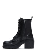 Women's Black Leather Heeled Boots | Derimod