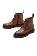 Men's Tan Leather Zippered Casual Boots | Derimod