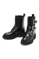 Women's Black Zippered Leather Boots | Derimod