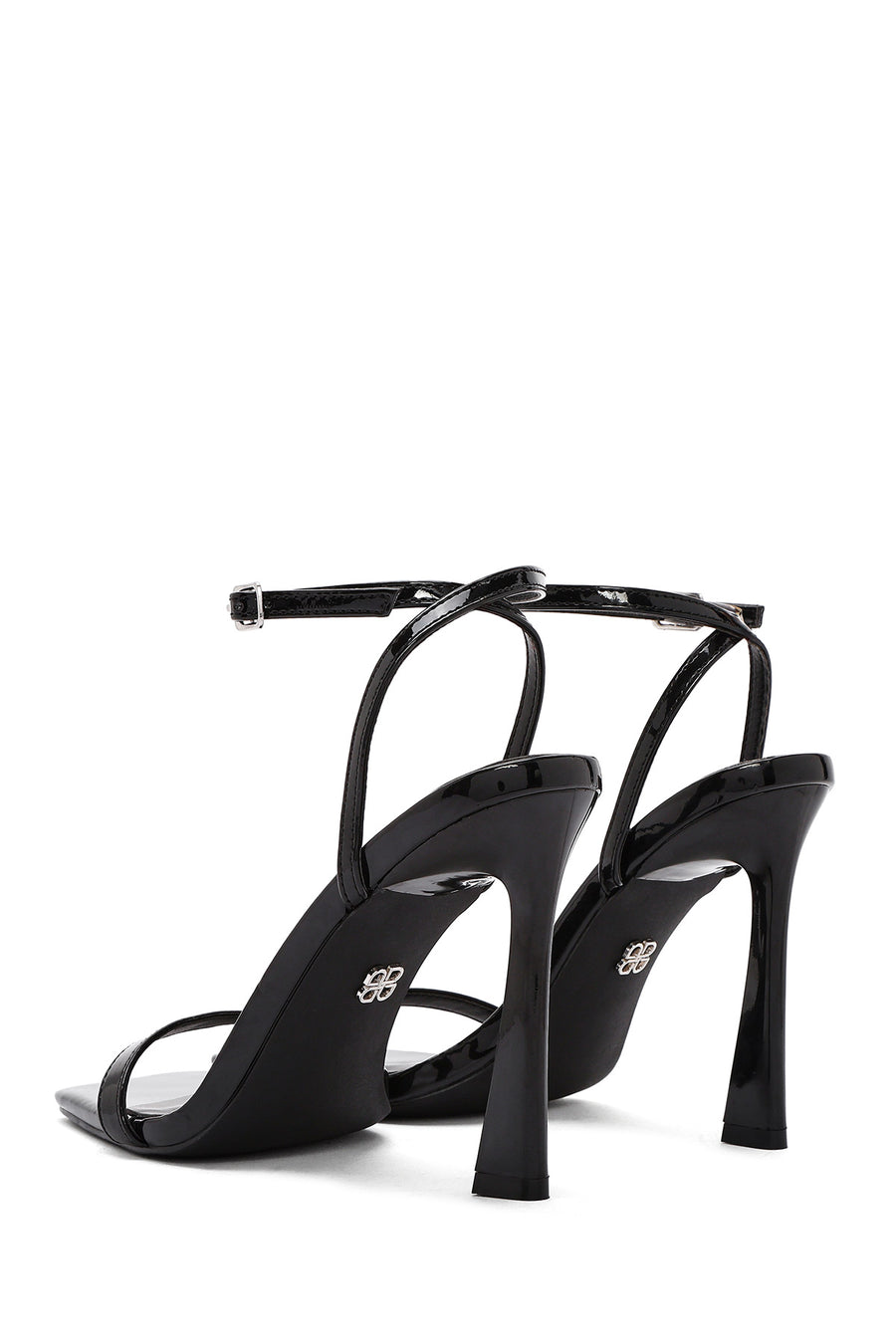 Women's Black Ankle Strap High Thin Heel Sandals