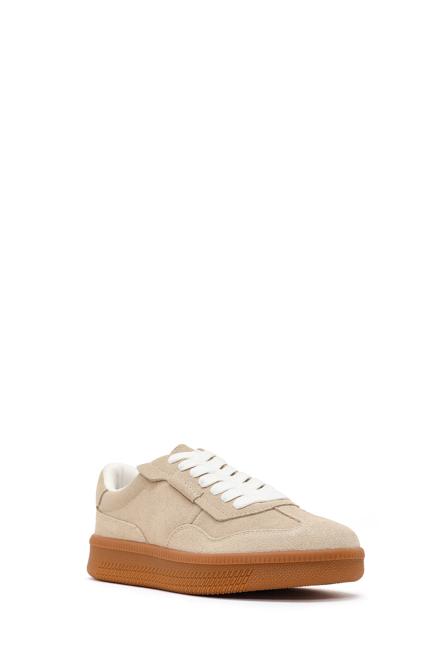 Woman Beige Lace-Up Suede Leather Sneaker