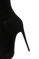 Women's Black High Thin Heeled Suede Leather Classic Boots | Derimod