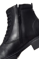 Men's Black Leather Zippered Casual Boots | Derimod