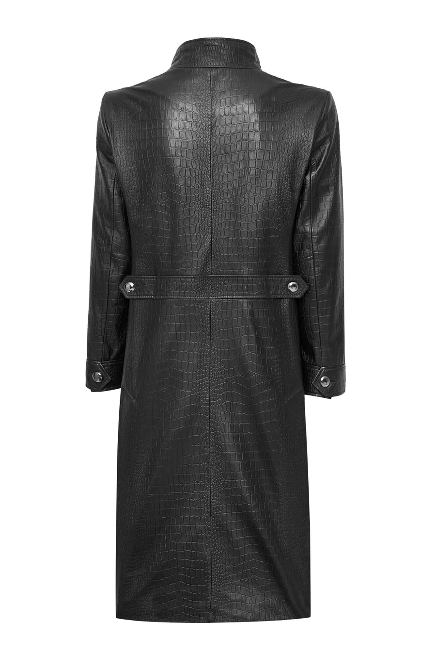 Colette Women's Black Crocodile Patterned Leather Coat