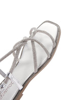 Women's Silver Ankle Strap Stone Sandals | Derimod