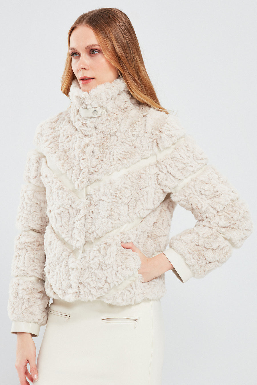 Melrose Women's White Teddy Leather Jacket