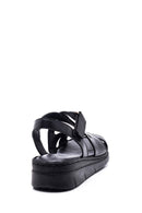 Women's Black Leather Comfort Sandals | Derimod