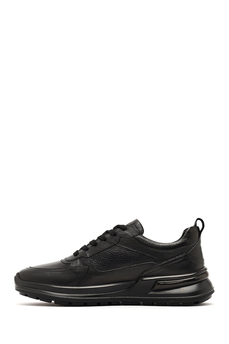 Male Black Lace-Up Leather Sneaker
