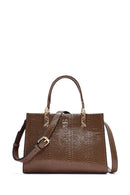 Women's Brown Long Strap Printed Handbag | Derimod