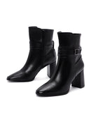 Women's Black Leather Heeled Boots | Derimod