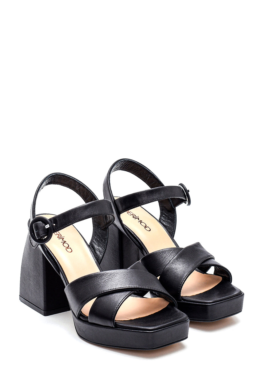 Kadın Casual Platform Topuklu Deri Sandalet