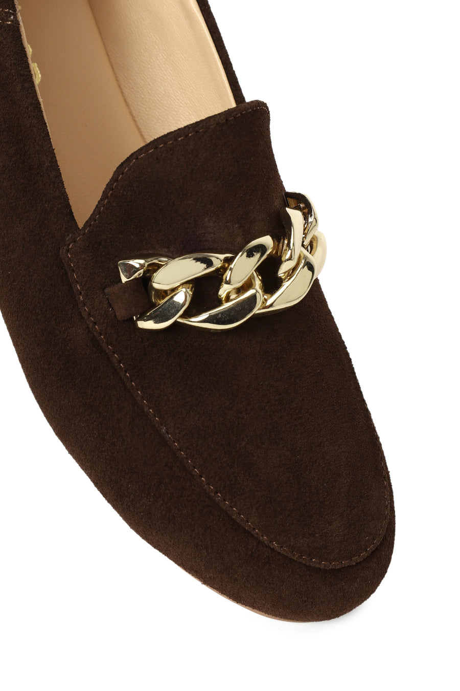 Woman Brown Buckled Suede Masculine Loafer