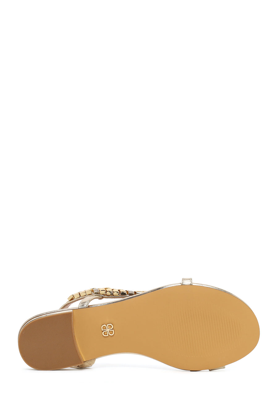 Woman Gold Stone-Embellished Sandal
