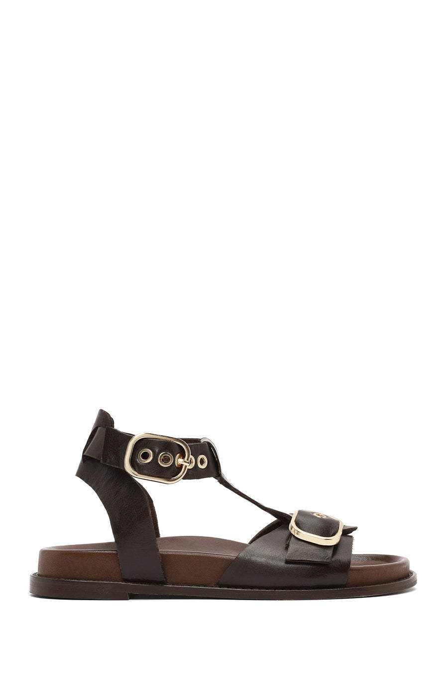 Women's Brown Ankle Strap Leather Sandals 25SFD550918 | Derimod