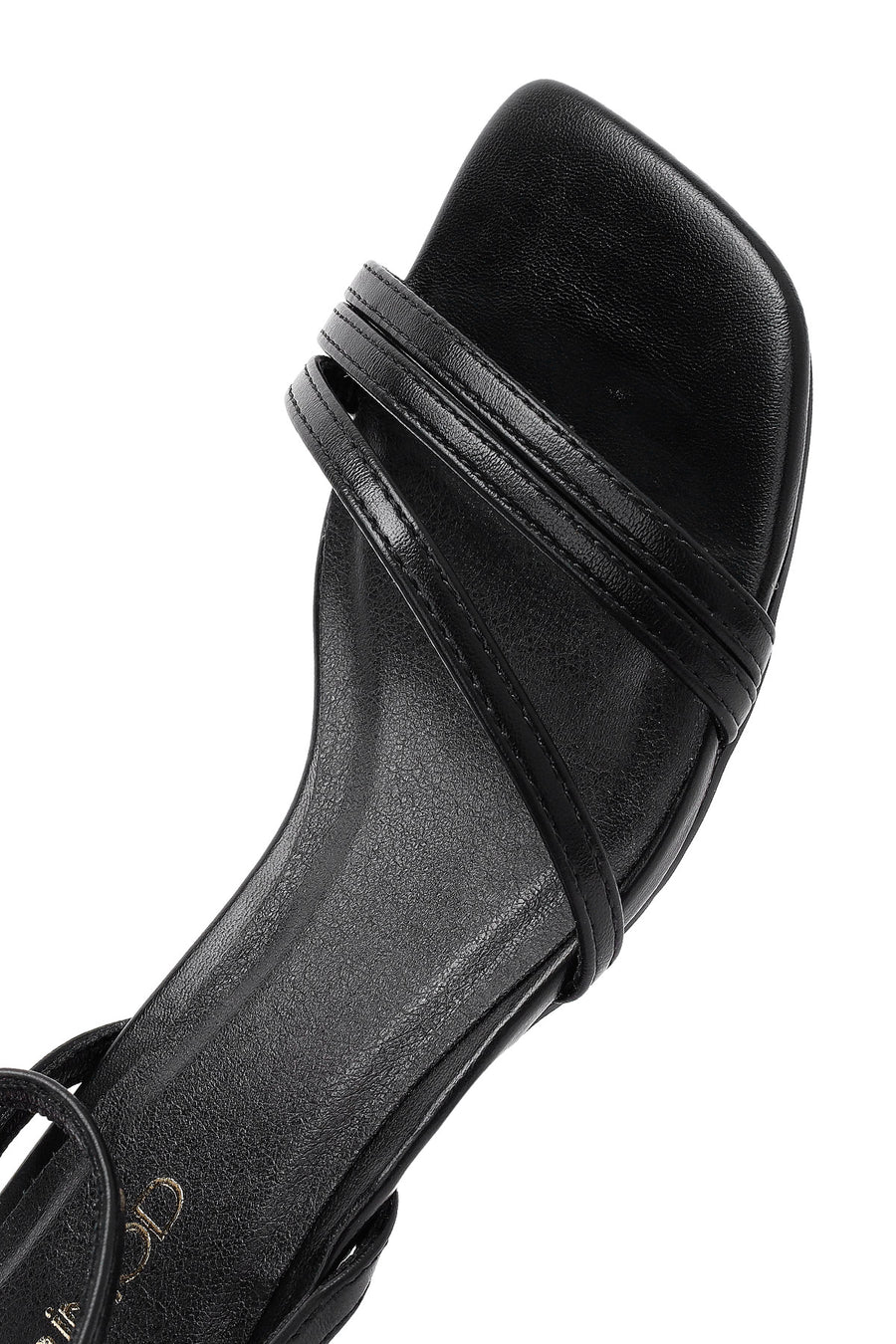 Women's Black Ankle Buckle Thin Low Heel Sandals