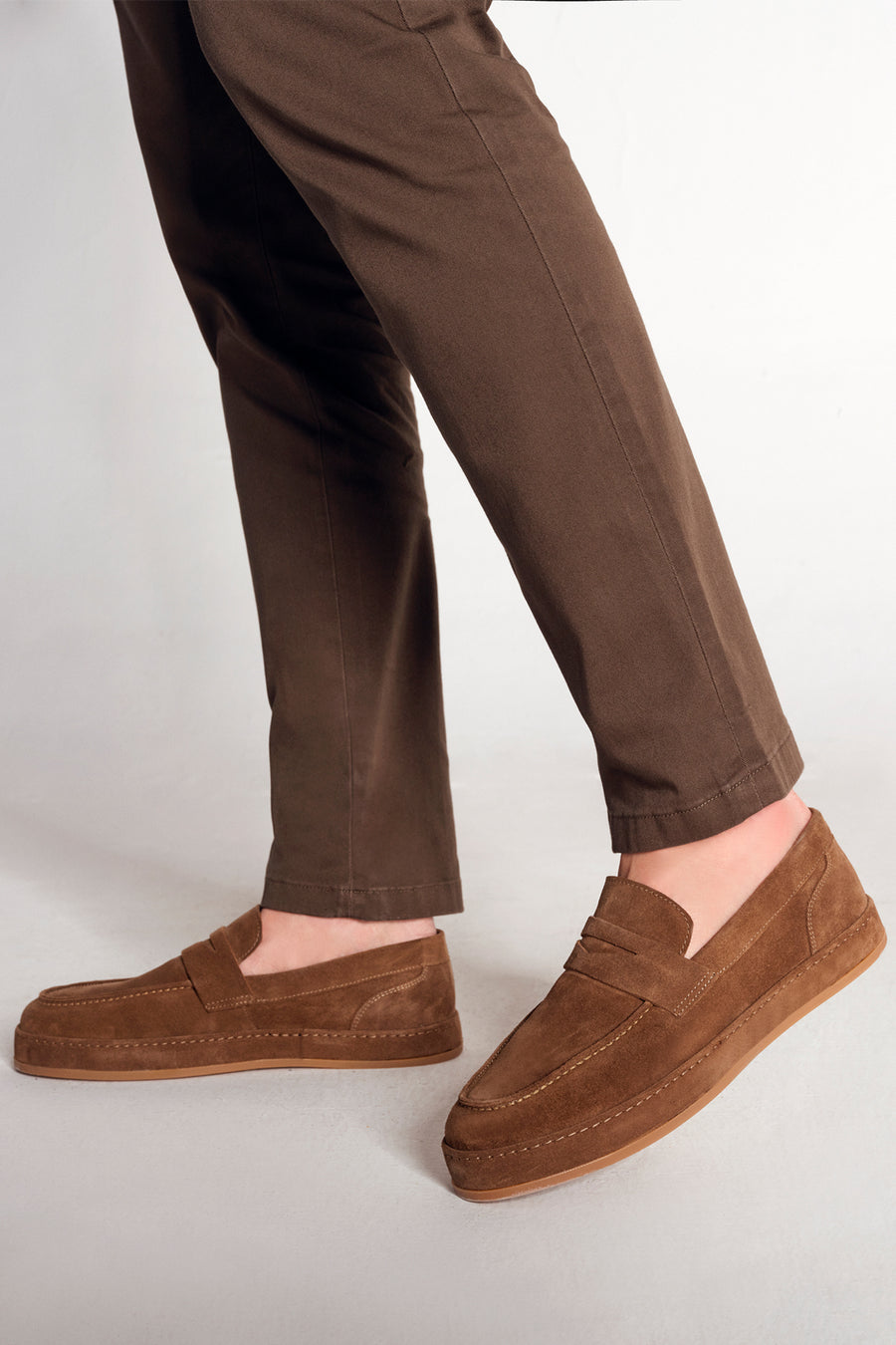 Men's Tan Suede Leather Loafers