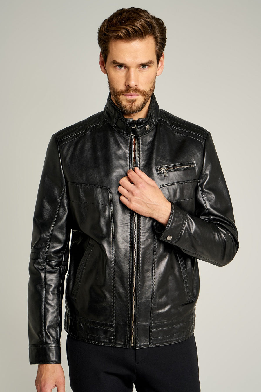 New Hugo Men's Leather Jacket