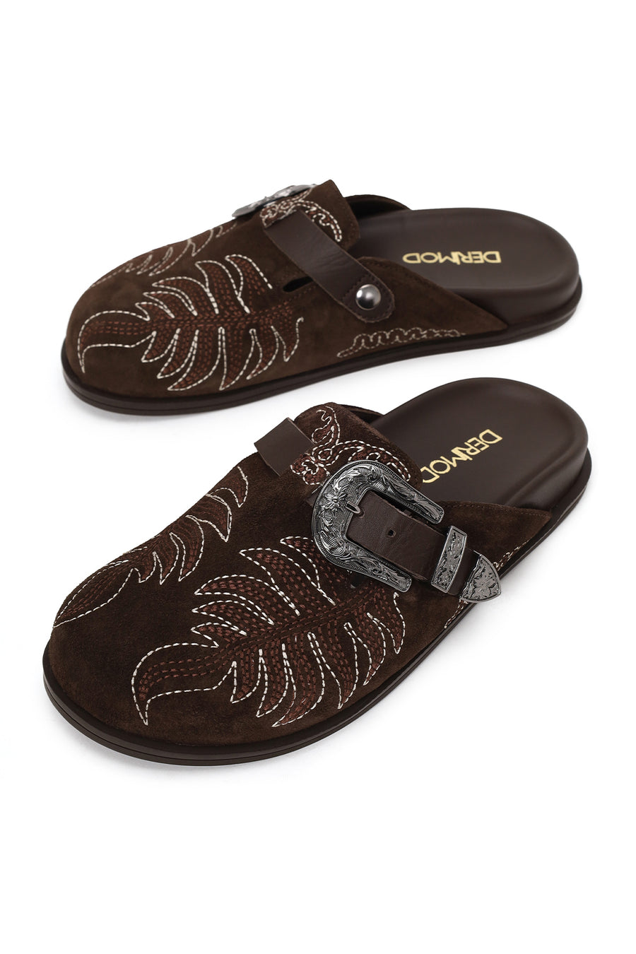 Woman Brown Open-Back Suede Slipper