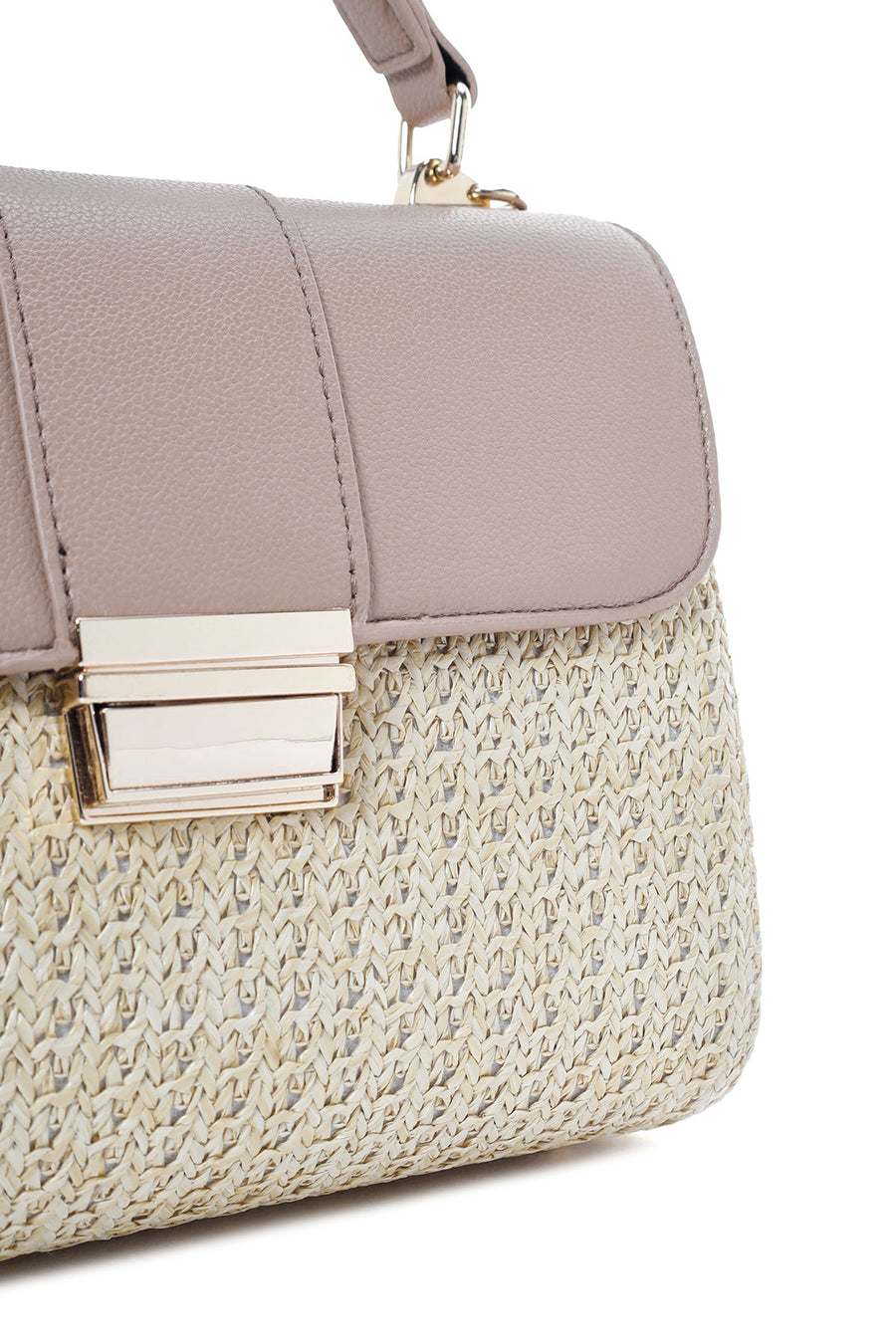 Woman Cream Long Strap Straw Underarm Bag