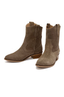 Woman Mink Suede Leather Cowboy Boots | Derimod