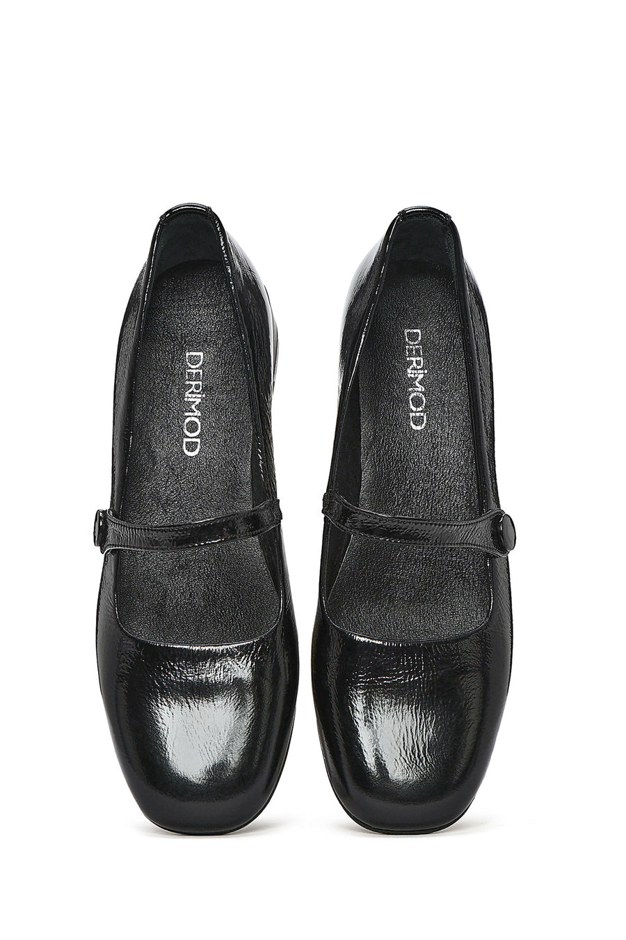 Women's Black Low Heel Patent Leather Ballerinas