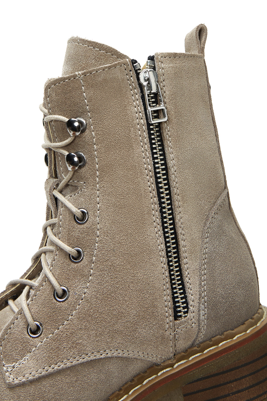 Women's Beige Suede Leather Heeled Boots