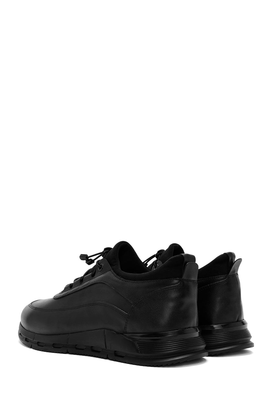 Men's Black Lace-up Leather Sneaker