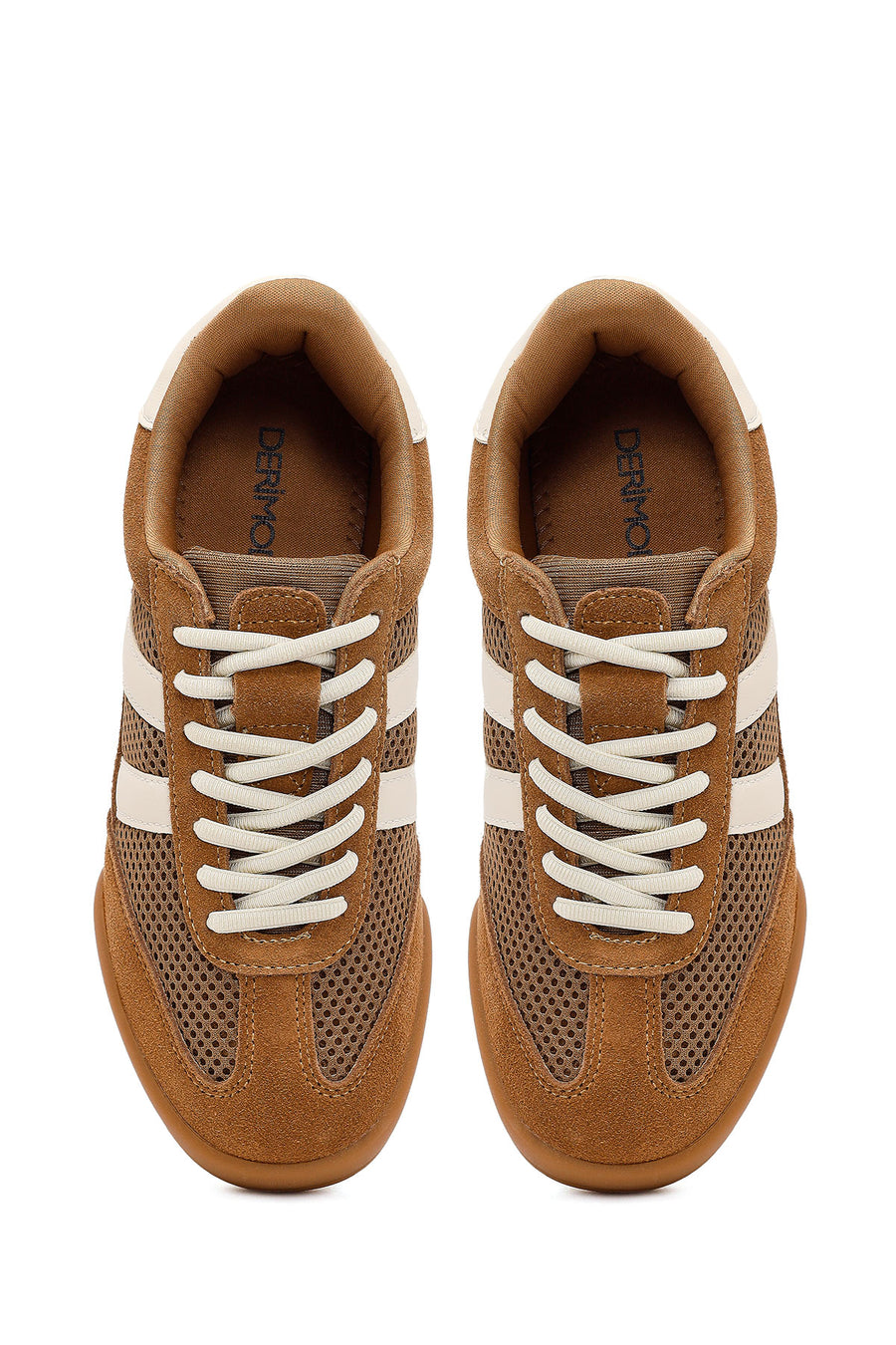 Women's Brown Lace-Up Leather Sneakers