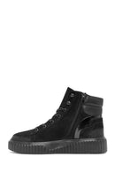 Men's Black Lace-Up Nubuck Leather High Top Sneakers | Derimod