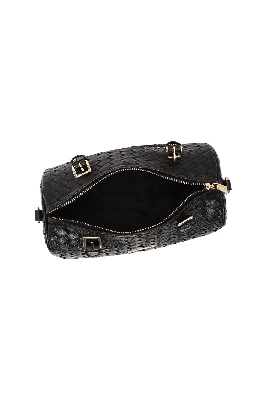 Woman Black Long-Strap Woven Shoulder Bag