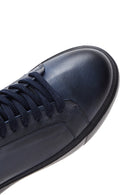 Men's Navy Blue Leather Thick Soled Sneaker | Derimod