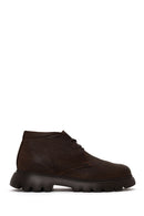 Male Brown Lace-up Nubuck Leather Casual Boots | Derimod