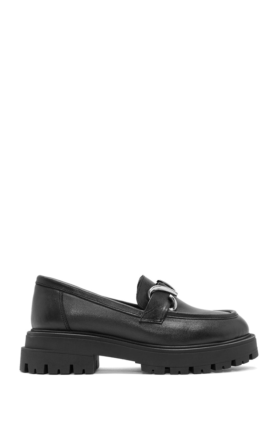 Kadın Siyah Toka Detaylı Deri Maskülen Loafer 24WFD184418 | Derimod