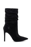 Women's Black Thin Heeled Stone Boots | Derimod