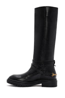 Women's Black Buckle Detailed Leather Boots | Derimod