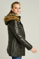 Blanch Long Women's Leather Jacket | Derimod