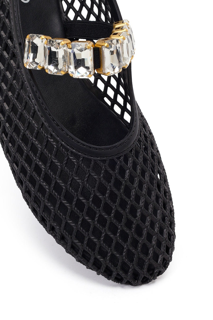 Women's Black Jelly Ballet Flats with Rhinestones