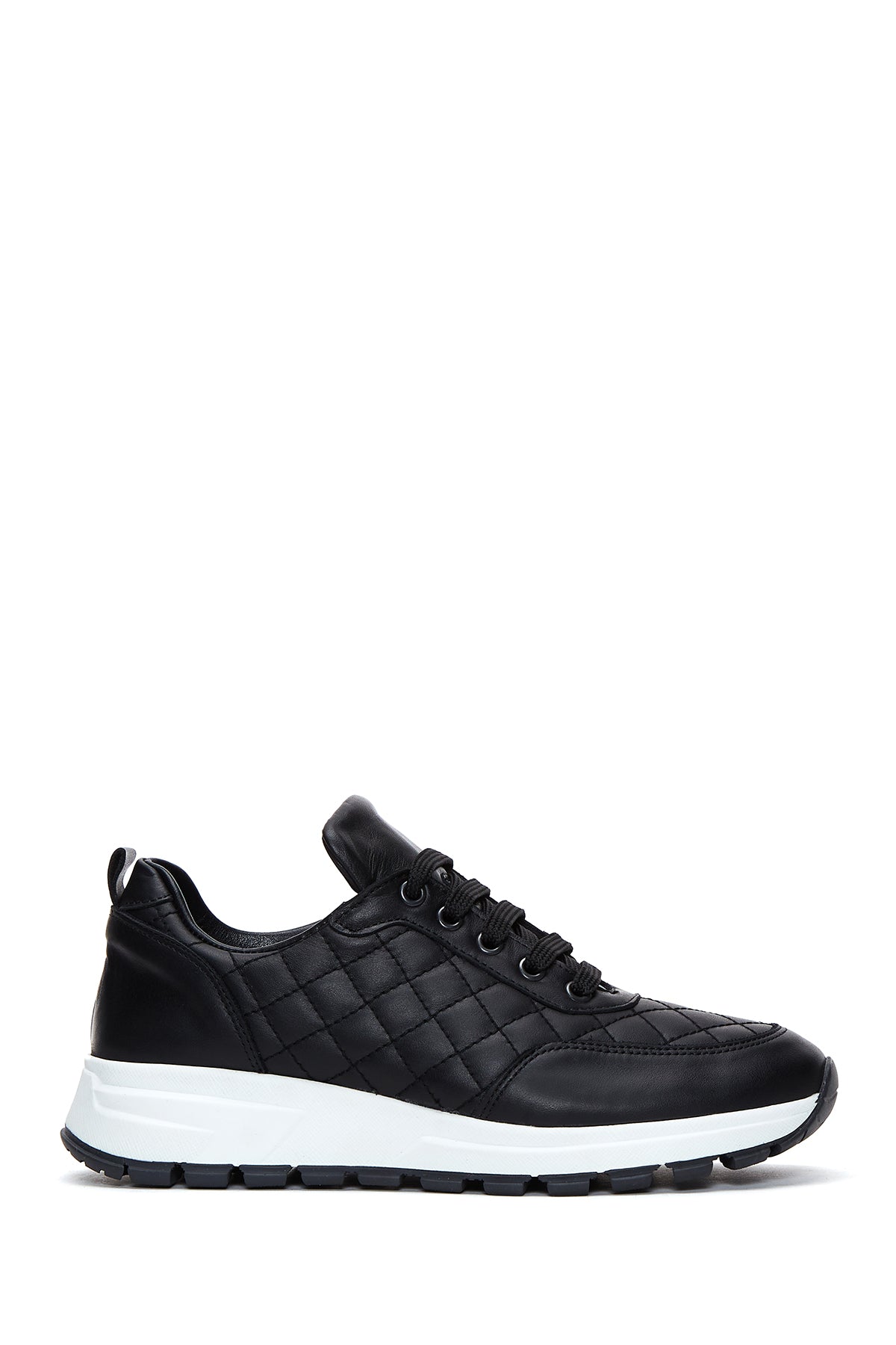 Women's Black Leather Quilted Sneaker 23WFD1303KP | Derimod