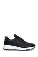 Women's Black Leather Quilted Sneaker | Derimod