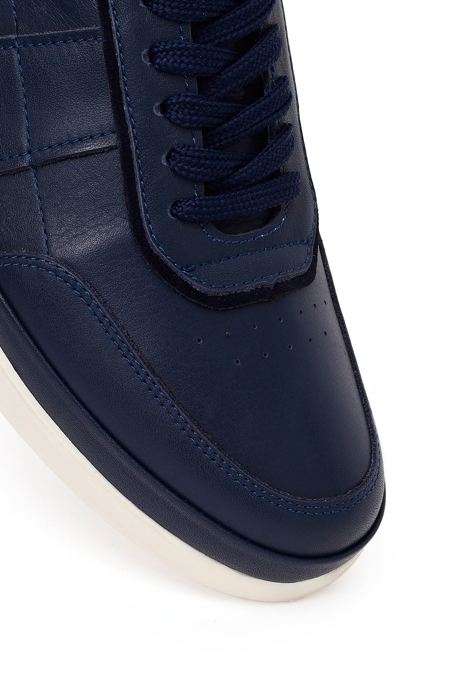 Male Navy Lace-up Leather Casual Sneaker