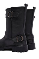 Woman Siyah Leather Biker Bot | Derimod