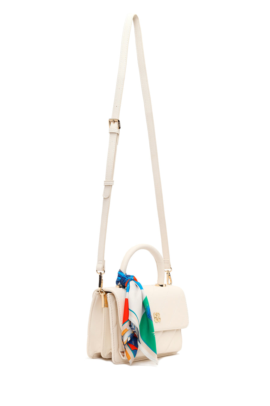 Woman Cream Accessory Quilted Crossbody Bag