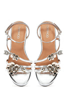 Women's Silver Ankle Buckle Stoned Metallic Sandals | Derimod