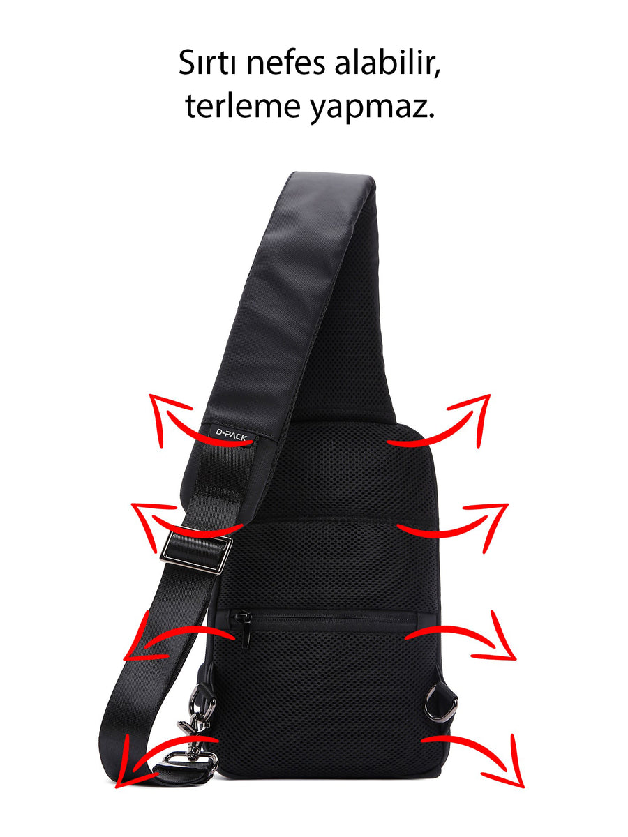 D-Pack Erkek Siyah Teknolojik Kumaş Çapraz Çanta