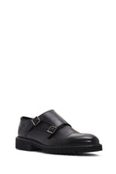 Men's Black Leather Double Buckle Casual Shoes | Derimod