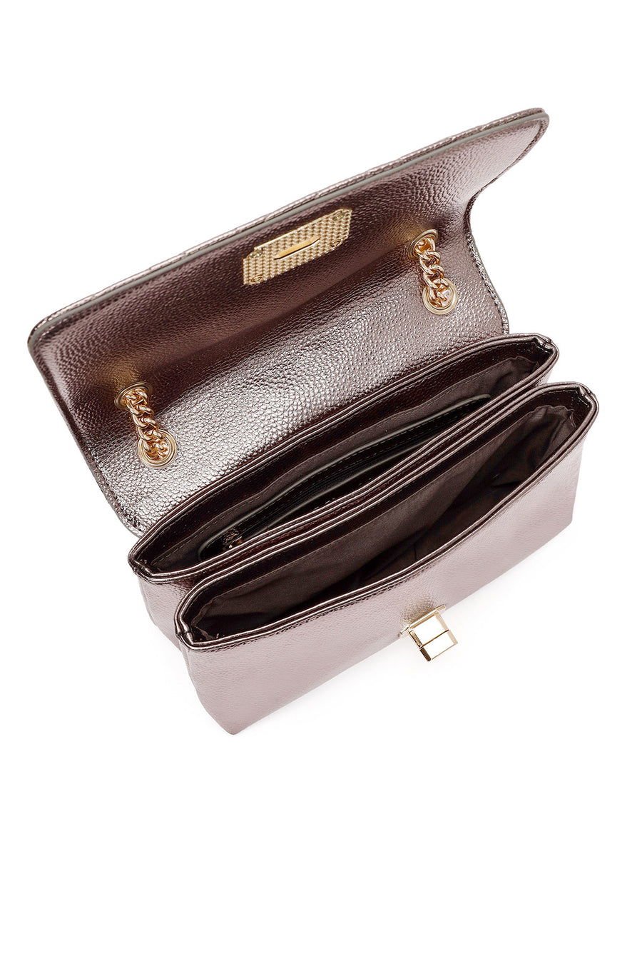 Women's Bronze Long Chain Strap Quilted Shoulder Bag